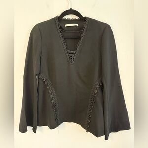 Jonathan Simkhai Black Lace Trim Blouse